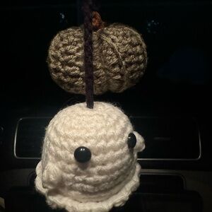 Crochet Ghost and Pumpkin Ornament
